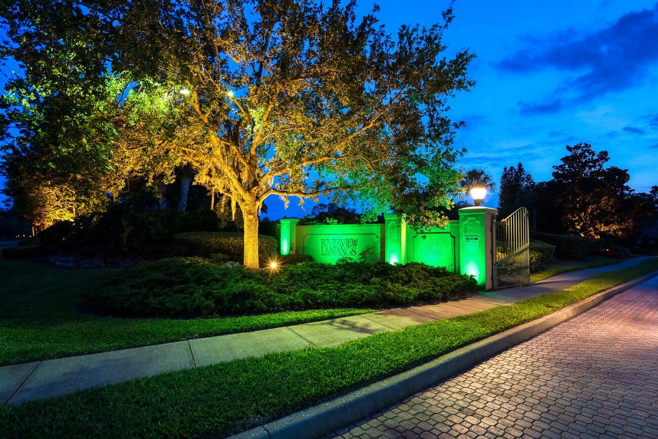 green outdoor lighting